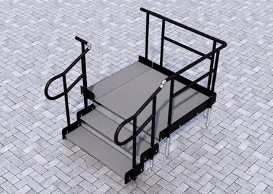 External step unit with handrails